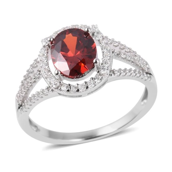 Lab Created Diamond Halo Ring (Size 7) - Picture 1 of 4